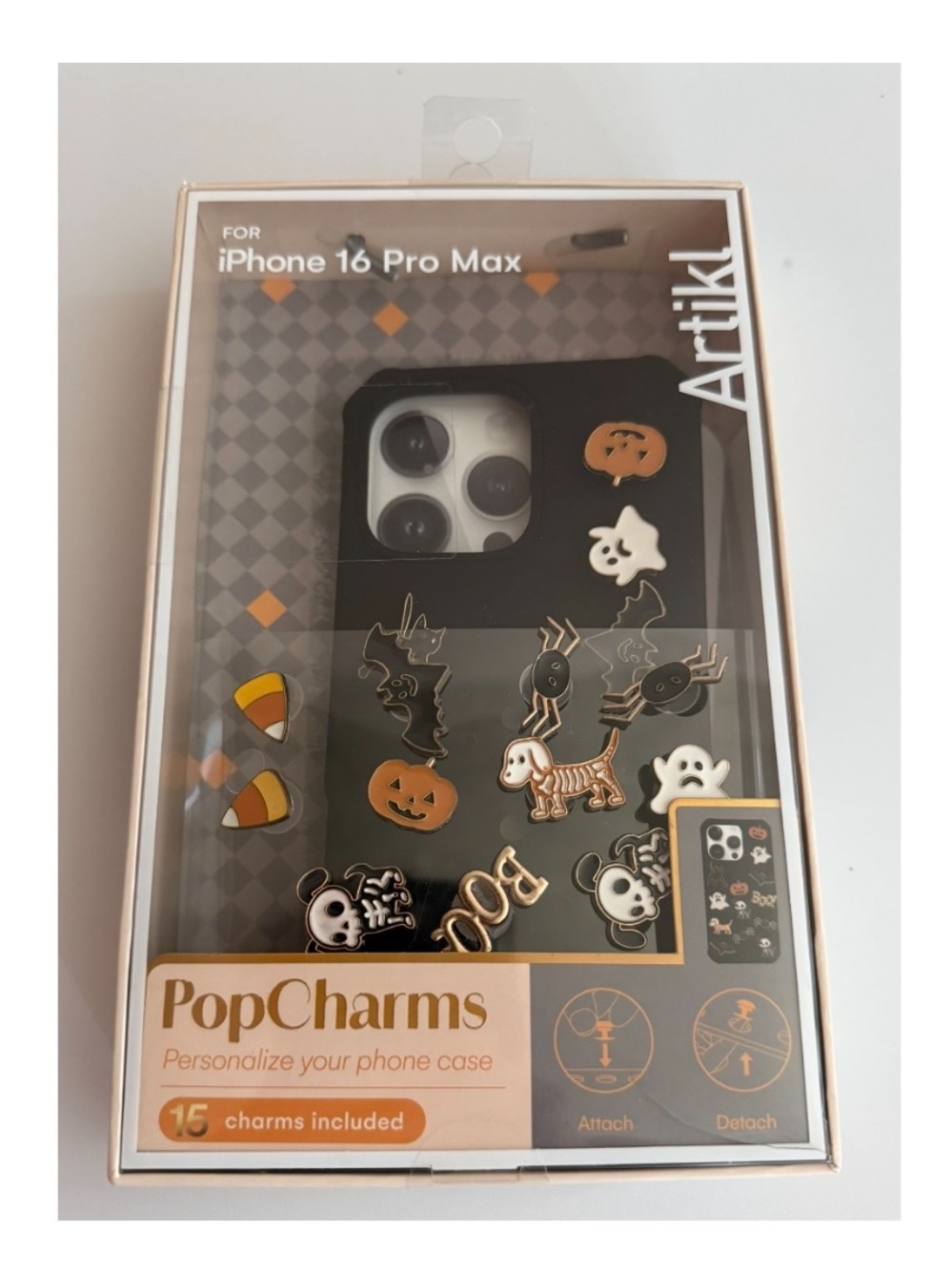 Halloween nwt Charm Phone Case for iPhone 16 Pro Max — Black